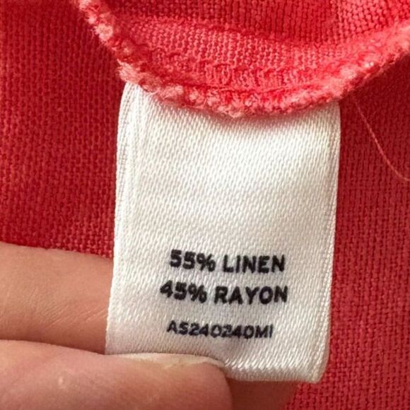 Amber Sun Coral Pink Linen Blend Utility Jacket Lagenlook Spring Size Medium - Picture 4 of 4